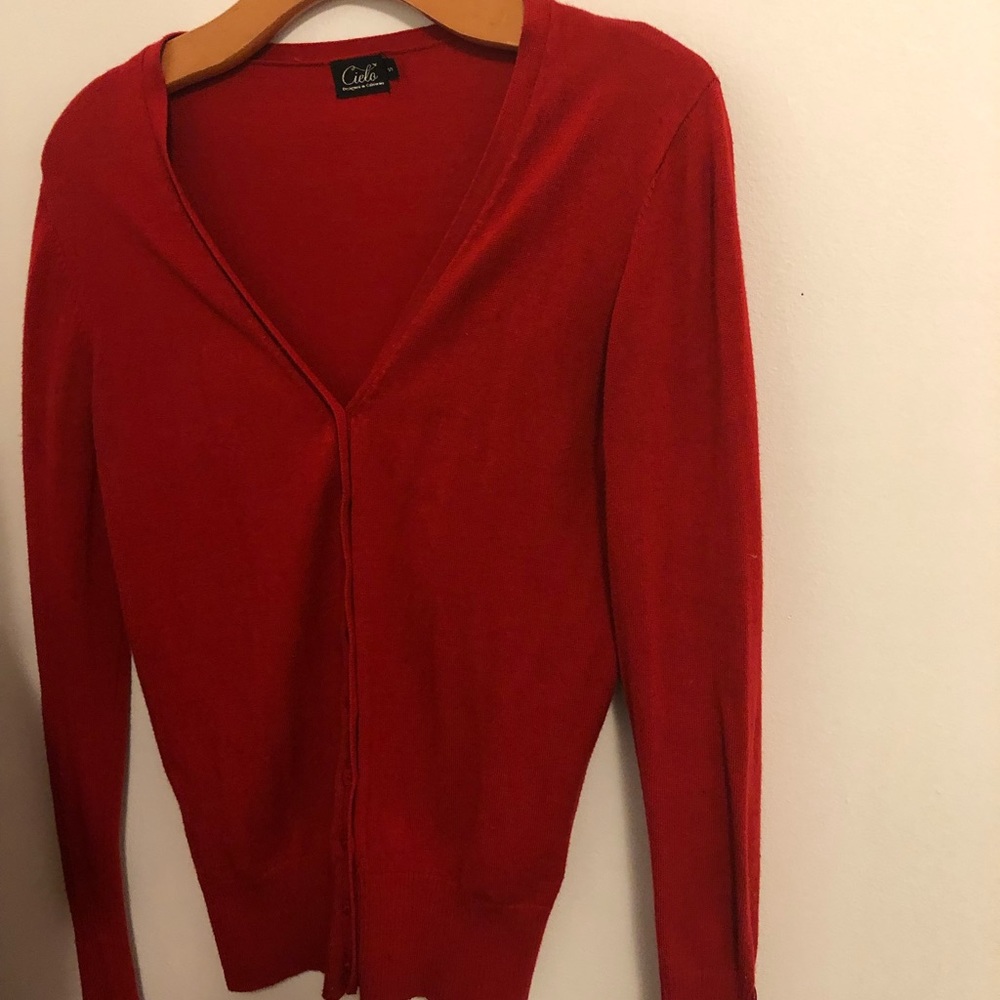 Classic red cardigan